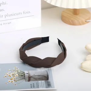 Cerchietto intrecciato marrone da donna, elegante cerchietto per capelli minimalista.