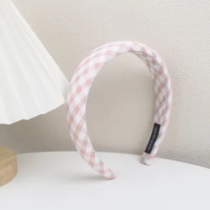 Serre-tête vichy rose style preppy doux accessoire de cheveux mignon pour femmes usage quotidien