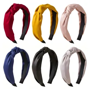 Retro Wide Satin Headband For Women French Minimalist Solid Color Cross Knotted Hair Band Face Washing Hair Accessories