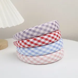 Serre-tête rembourré à carreaux style macaron mignon accessoire cheveux mode coréenne