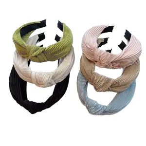 Cerceaux de cheveux larges noués plissés accessoires de mode bandeaux pour femmes 6pcs