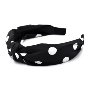 Bandeau en tissu à pois noirs et blancs, serre-tête noué large et doux pour femmes au quotidien.