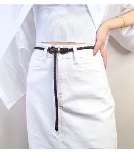 Schlanker geflochtener Ledergürtel für Damen Sommerkleid Outfit Mode Dekoration Stil