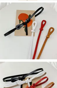 Women's thin leather belt retro minimalist waist strap dress accessory multiple colors