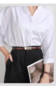 Women thin leather belt minimalist gold rectangle buckle stylish waist accessory for dress