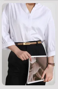 Women thin leather belt minimalist metal buckle waist strap for dresses and pants daily wear