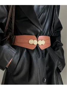 Women wide elastic waist belt fashion decorative cinch belt for dresses and coats outfit