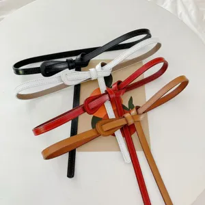 Women thin belt vintage leather dress waist accessory casual stylish multi-color stylish waist belt