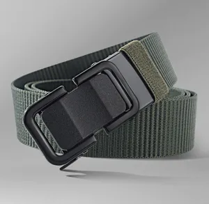 Ceinture en toile tactique pour hommes avec boucle automatique en métal noir nylon