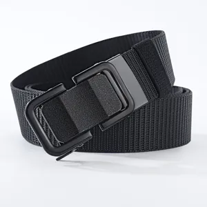 Ceinture en toile de nylon noire classique avec boucle en métal élégante pour hommes et usage.