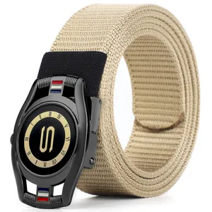 Men nylon canvas belt with stylish automatic buckle casual outdoor trousers accessory.