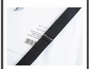 Black elastic stretch waistband belt with metal adjuster, durable casual jeans belt.