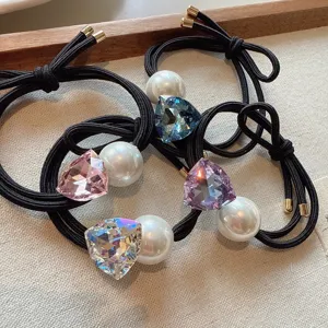 Style Coréen Mode Minimaliste Triangle Cristal Élastique à Cheveux Élégant Élastique Queue de Cheval Accessoires Cheveux Pour Femmes