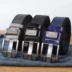 Herren Freizeit Canvas Gürtel mit Metall Dornschließe, modischer Taktischer Hosenriemen.