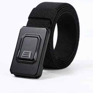 Men's Tactical Belt Canvas Outdoor Casual Woven Belt With Alloy Automatic Buckle Adjustable Length Fashion Waist Belt