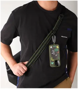 Durable paracord lanyard strap with metal carabiner, ideal for keys, phone and bag charms.