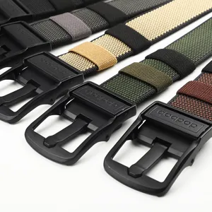 Mens tactical canvas belt heavy duty nylon web belt casual metal pin buckle trousers strap