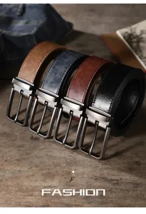 Vintage pin buckle leather belt for men and women, casual minimalist denim jeans waistband.