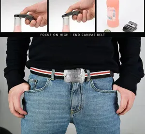 Cinturón de lona para hombre con hebilla automática de metal accesorio casual elegante y útil