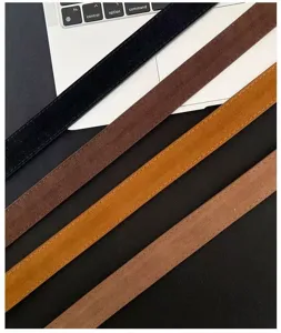Classic vintage suede leather belts in various colors with stitching for women daily.