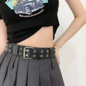 Women punk star studded leather belt vintage waist strap for jeans skirts fashion accessories