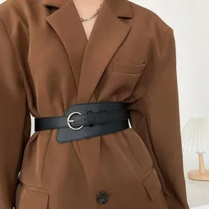 Women wide retro fashion black waist belt cincher for stylish coat and dress daily wear
