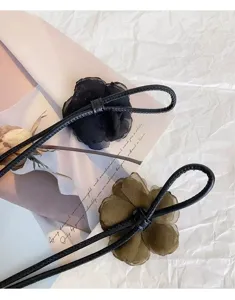 French rose flower belt women dress decorative thin soft leather strap waist rope elegant.