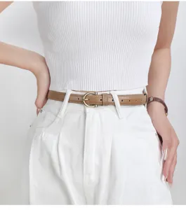 Cintura fine in pelle da donna, cintura casual minimalista per abiti, jeans e cappotti.