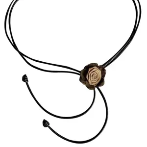 French style rose flower waist belt for women dress decorative soft leather rope accessory