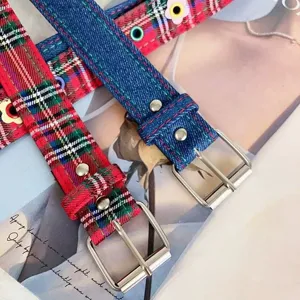 Y2K cute floral canvas belt women hot girl street versatile denim belt retro student fashion