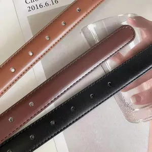 Women thin leather belts set black brown coffee waist strap elegant dress jeans accessory