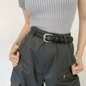 Women's Casual PU Leather Belt Simple Metal Pin Buckle Waist Belt For Jeans Fashion Daily Decorative Waistband