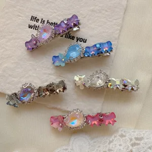Exquisite Rhinestone Bow Side Hair Clip Sweet Elegant Hairpin Duckbill Barrettes Hair Accessories For Women