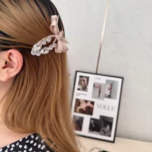 Rhinestone bow hair clip sweet side clip duckbill clip fashion hair accessories for women