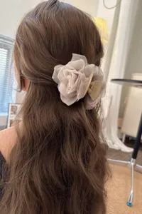 Elegante Mesh Rosen Haarspange für Damen, stilvoller Vintage Haifisch Clip Detailansicht.