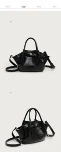 Black pleated handbag for women, stylish bucket shoulder bag with top handle and metallic clasp.