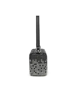 Crystal rhinestone evening bag small square handbag with top handle for women party wear