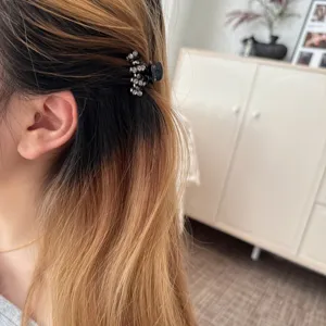 Exquisite rhinestone small hair claw clip elegant side hair accessory for women daily wear