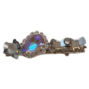 Korean style rhinestone bow hair clip elegant side duckbill clip for women sparkling crystal