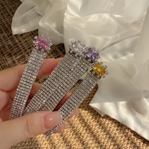 Koreanischer Stil Strass rechteckige Haarnadel glänzende Kristall Seitenklammer für Damen