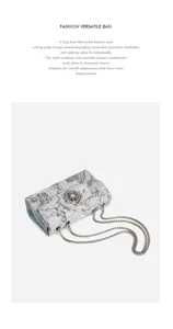 2024 New Chinese Style Embroidered Small Square Bag Luxury Diamond Chain Crossbody