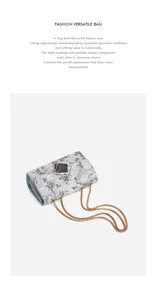 Detailed view of the Chinese style embroidered chain square bag with elegant geometric clasp.