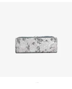 Chinese style embroidered small square bag, grey elegant traditional pattern crossbody clutch.