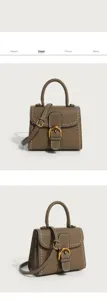 Retro women shoulder bag saddle bag vintage PU leather top handle handbag detail view
