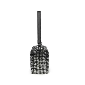 Black rhinestone crystal evening bag luxury designer style small square crossbody handbag