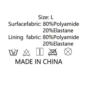 Underwear garment size L and fabric composition care label detail view display.