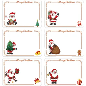 Cartoon Santa Claus Christmas Gift Label Stickers Hand-written Blank Name Tags For Holiday Gift Box Decoration Stickers