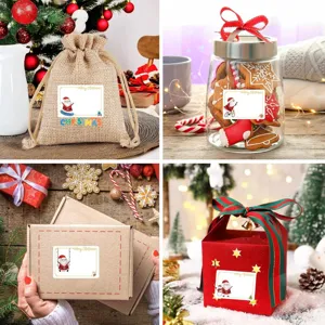 Christmas gift label stickers self-adhesive blank festive decorative seals for holiday presents.
