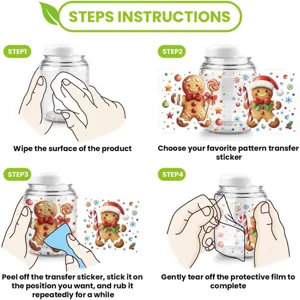 Graphique détaillé des instructions pour autocollants de transfert de bonhomme de pain d'épice.