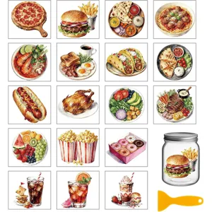Watercolor food cold transfer stickers set DIY cup decals with glass jar and scraper tool